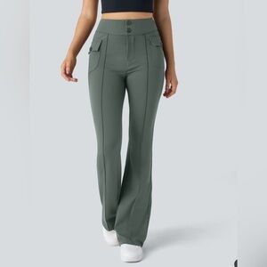 Halara High Waisted Button Side Flap Pocket Flare Cargo Pants Small Petite